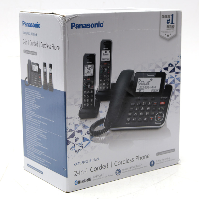 Panasonic KX-TGF882B Corded/Cordless Phone, 3-Handset