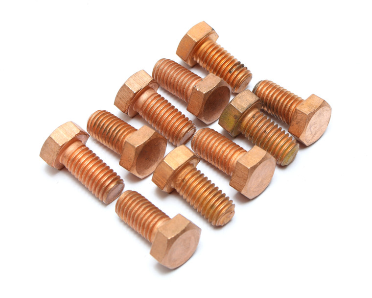 1/2"-13 x 1" Zinc Plated Steel Hex Bolts, Red, 10pc