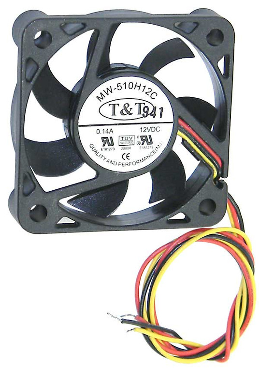 12VDC, 2" (50mm) Square x 3/8" (10.5mm) T&T Box Fan