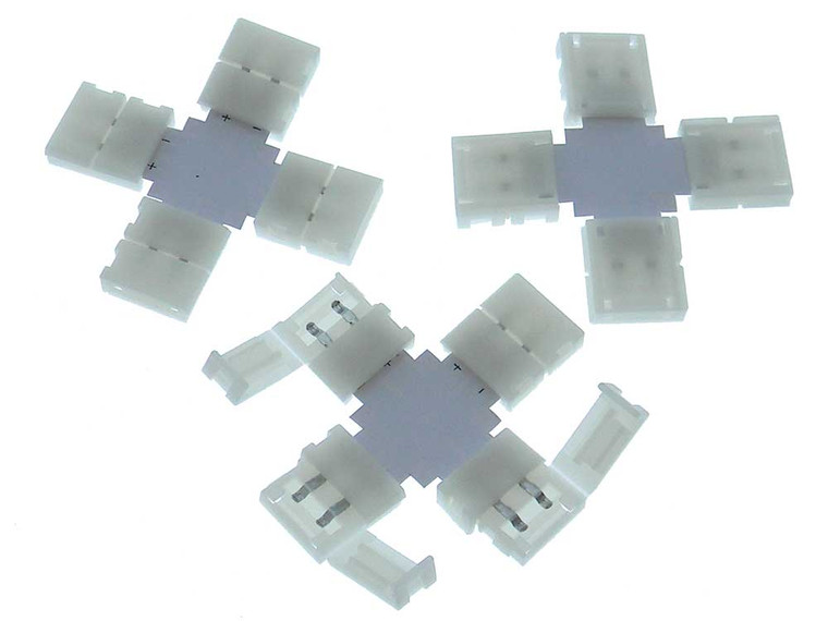 Pack of 3 "+" Connector for 8mm LED Strip 2 Wire (Single Color)
