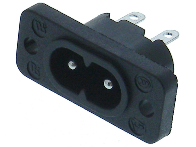 Power Inlet - IEC C-8 2-pin, Non-Polar Chassis with Mounting Ears