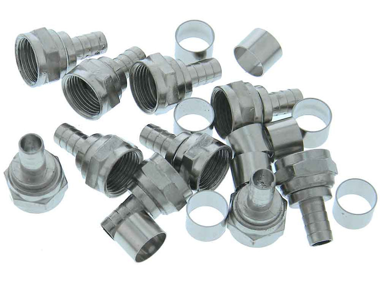 Pack of 10 - F-Type Male Connector with 1/4 Crimp Ring RG59