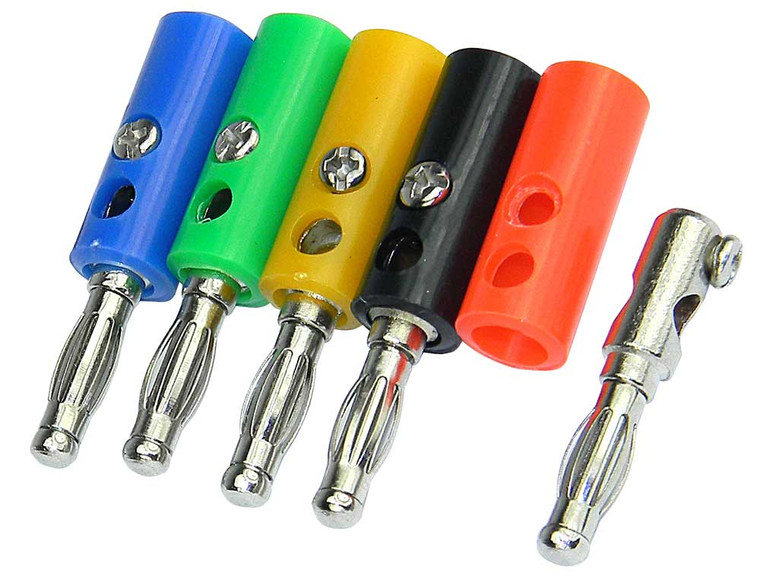 Set of 5 Banana Plugs w/ Nickel Plated Brass