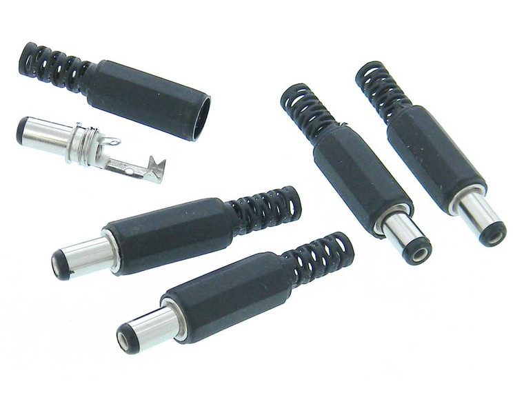 Pack of 5 - 5.5/2.1mm Coaxial Power Plug, Cable End
