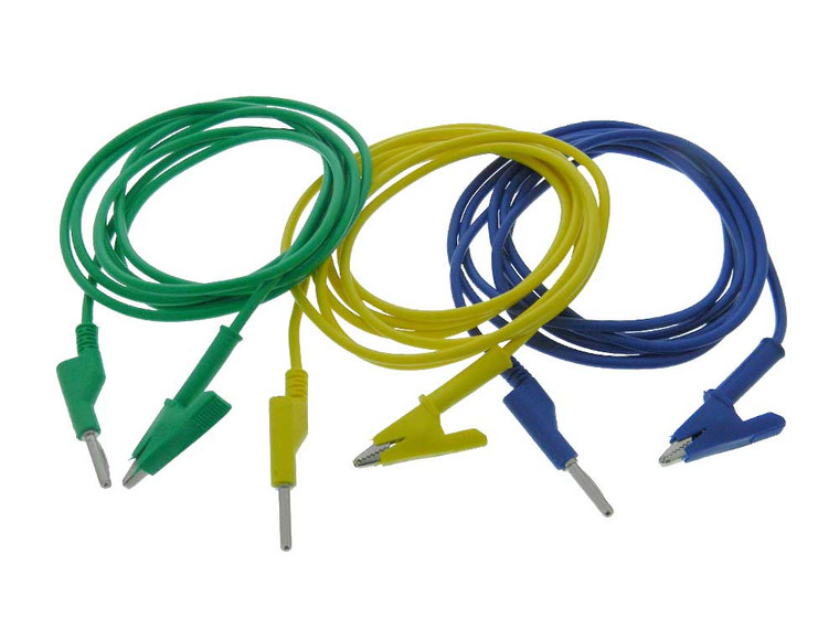 Test Lead, 2 meter, Stackable Plugs, Banana-Alligator Set of 3