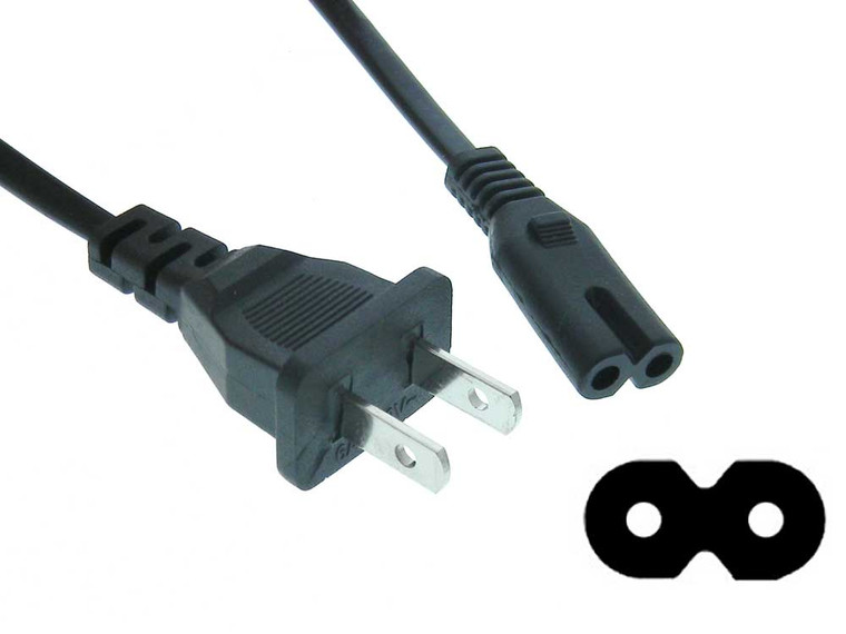 Power Cord 58in IEC C7 Non-Polarized, Figure-8, 20/2 AWG