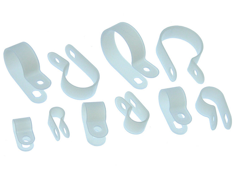 Pack of 10 - 2 each White Cable Clamps - 1/4", 3/8", 1/2", 3/4" & 1"