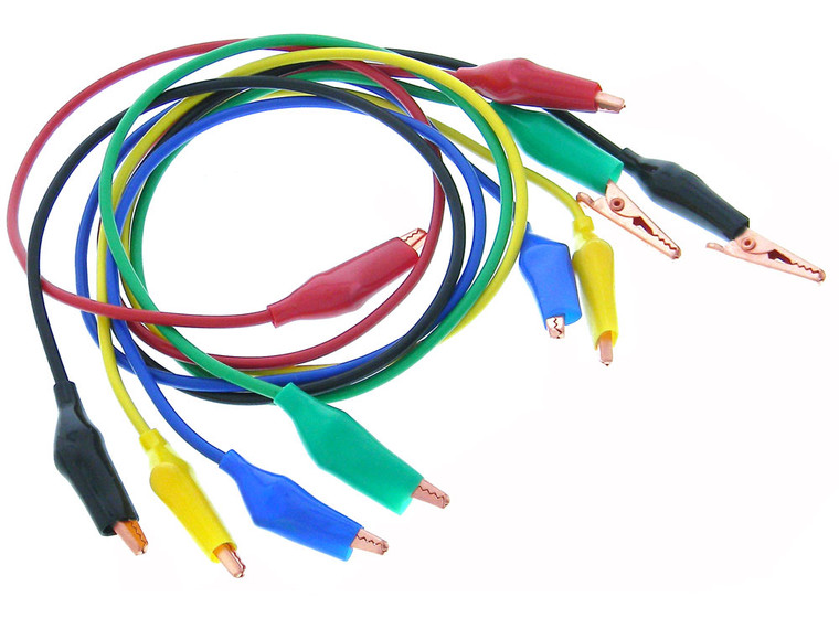 Set of 5 - Copper Alligator Clip Leads - 20in.