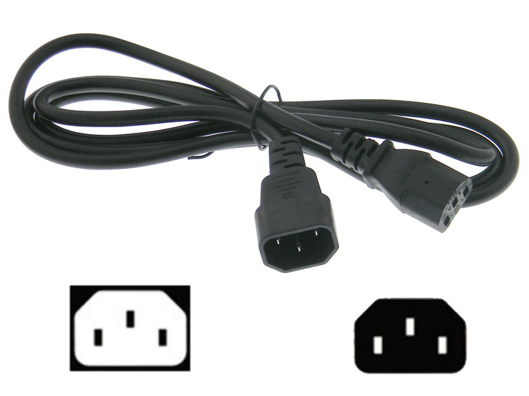 6ft. IEC Extension Cable - C13/14 - 10A/250VAC, ~19/3 AWG