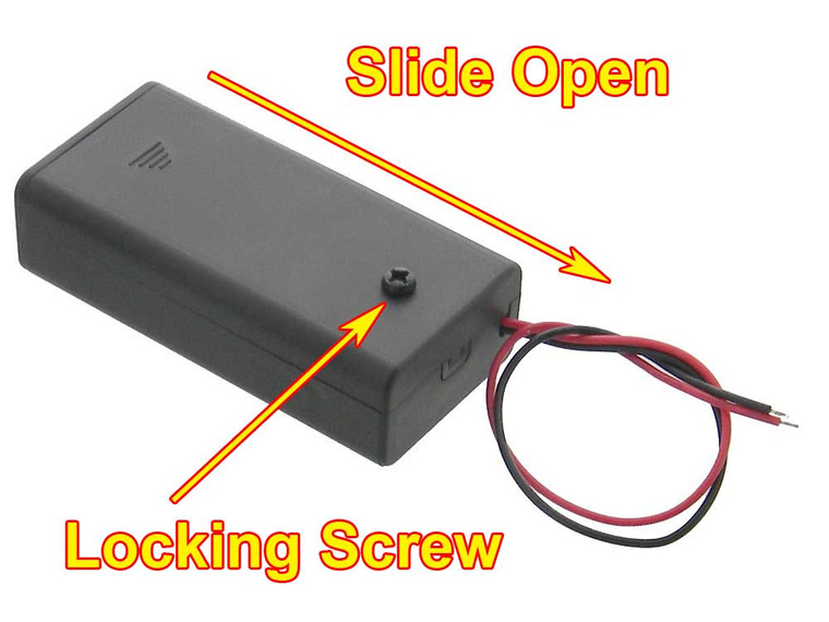Battery Box with Cover & Switch, Holds 2 "AA" Cells
