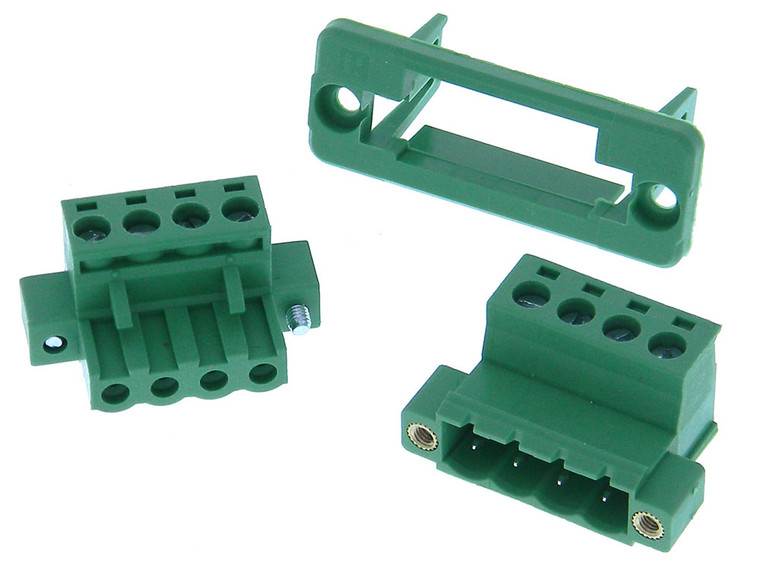 4 Pin Mating 5.08mm Connectors with Screw Lock & Plate 4 Pin Mating 5.08mm Connectors with Screw Lock & Plate