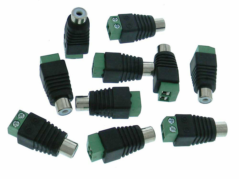 Pack of 10 - Adapter, RCA Female to Terminal Strip
