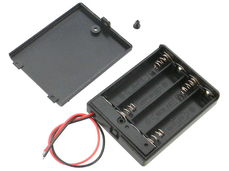 Battery Box, With Cover & Switch, Holds 4 "AAA" Cells