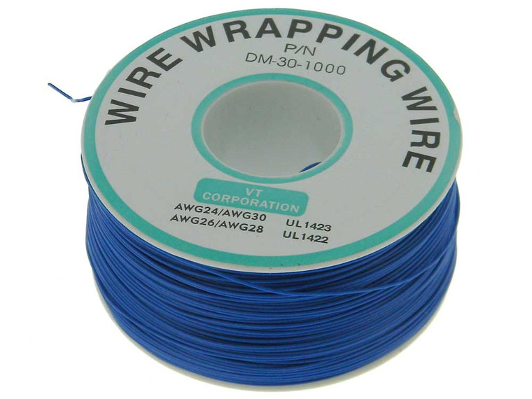 30AWG PVC Wire Wrap Wire, Blue, 650ft