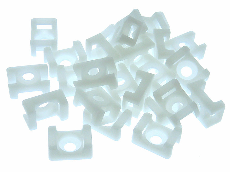 Pack of 25 - Tie Mounts - Ties up to 9.2mm Wide - White