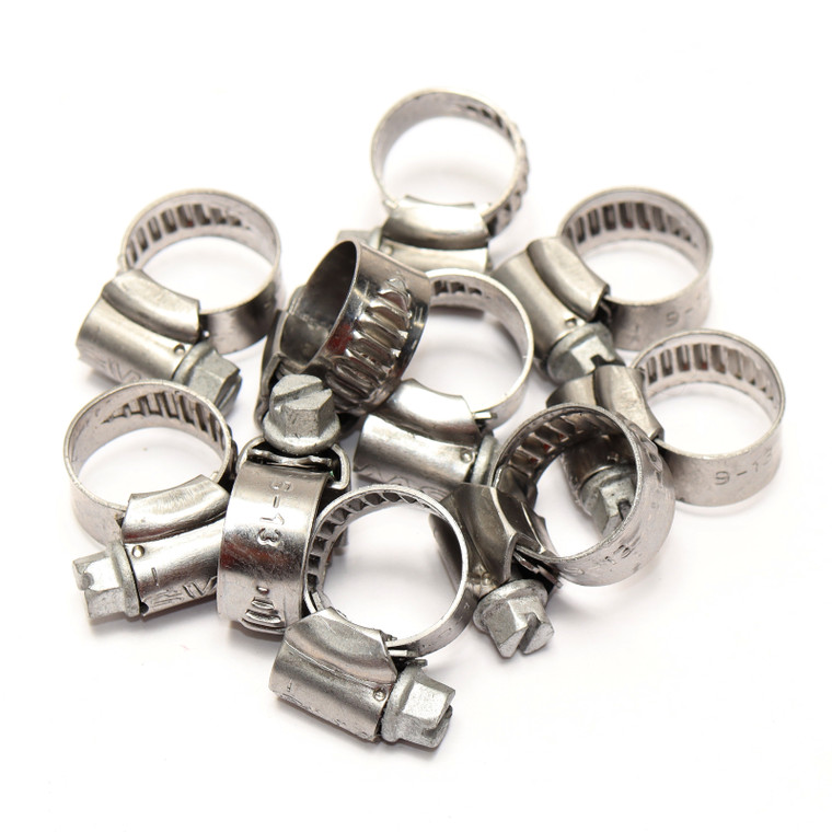 9-13mm Metric Stainless Steel Hose Clamps, 10 Pack