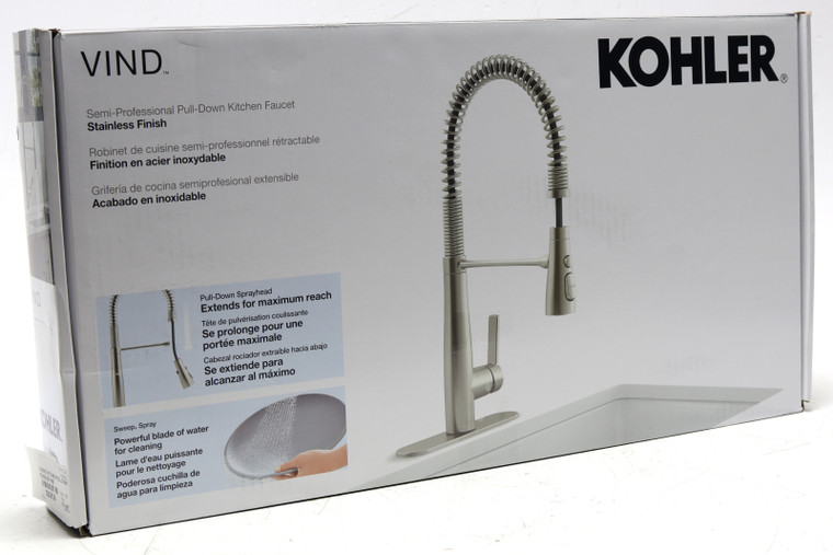 Kohler Vind Semi-Professional Pull-Down Kitchen Sink Faucet, Stainless Steel