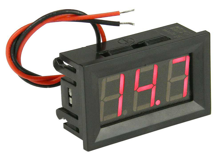 Mini Panel Meter, 2 Wire - Snap-in - 3 Digit Red, 30VDC