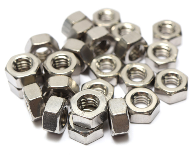 1/4"-20 Stainless Steel Hex Nuts, 25pk