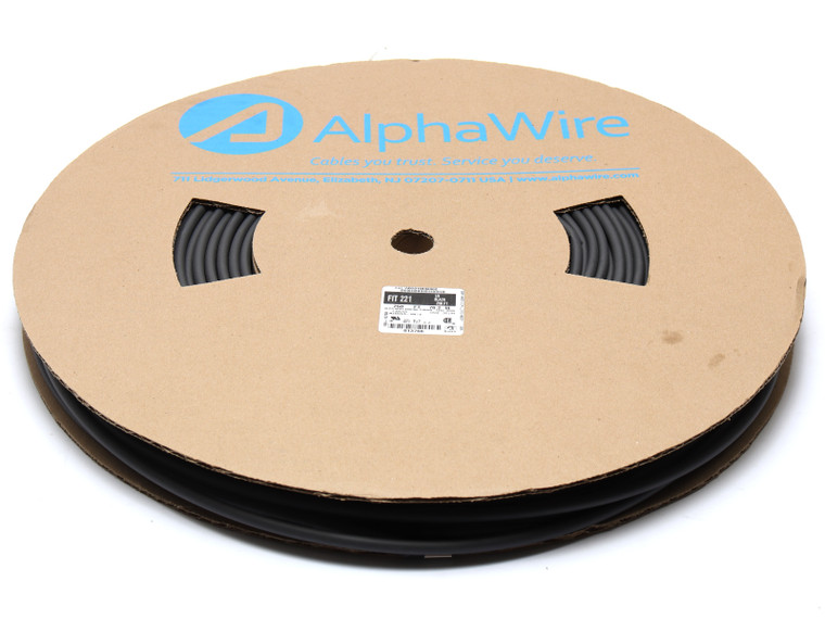 Alpha Wire FIT-221-1/4 1/4" x 250' Heat Shrink, Black