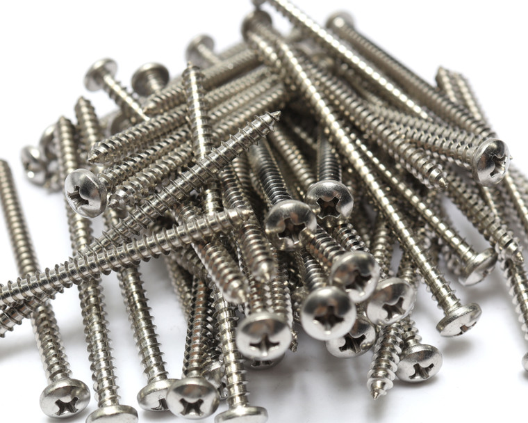 #8-32 x 2-1/2" Phillips Pan Head Self Tapping Stainless Steel Screws, 50pcs