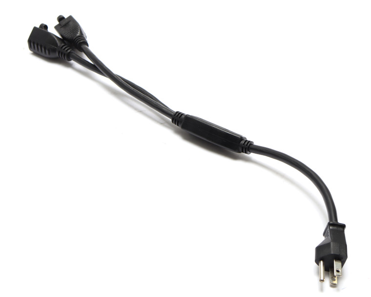 CTG 29802 1-to-2 Power Cord Y Splitter 18AWG NEMA 5-15P to 2x 5-15R, 18"