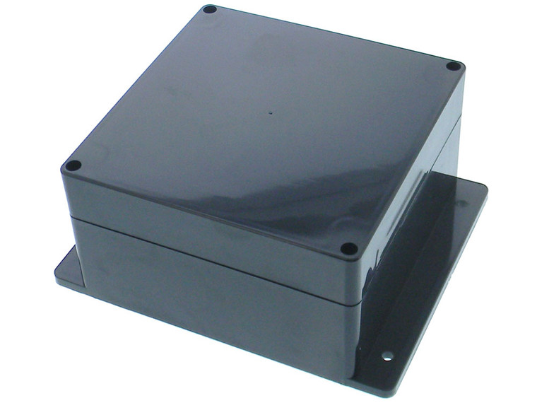 6-1/4" x 6-1/4" x 3-1/2" IP-65 Black Plastic Box - Flange