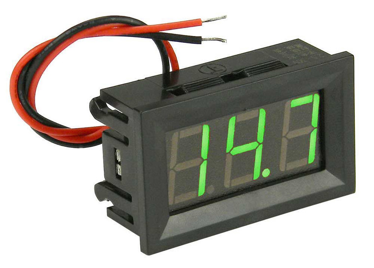 Mini Panel Meter, Snap-in, 3 Digit Green, 30VDC