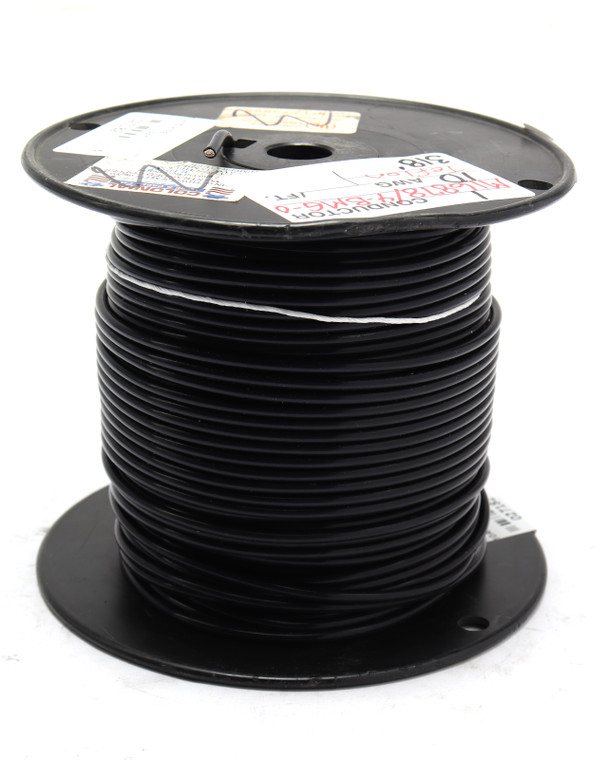 M16878/4-BMG-0, 10AWG Silver Plated, PTFE Jacketed Wire, Black, 100ft