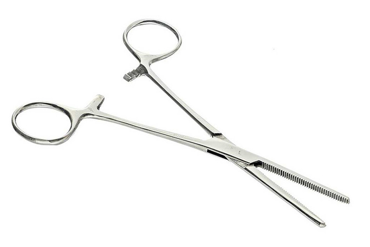 Stainless Steel Self-Locking Straight Forceps, 6-1/4"