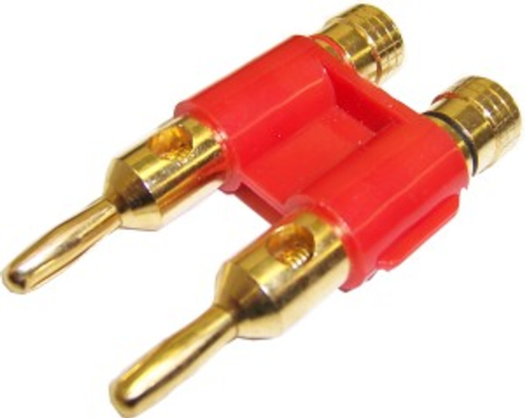 Gold Plated Double Banana Plug Red