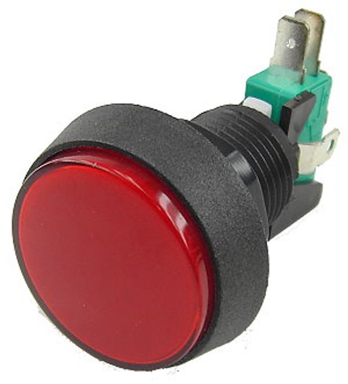 1-1/2 Inch Push Button Illuminated Game Switch - Red