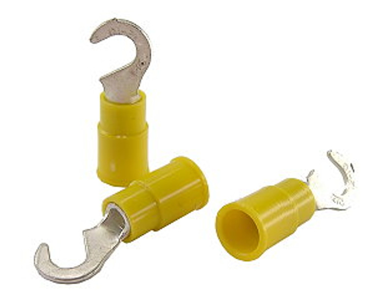 12 - 10 AWG Insulated Hook Terminals, #10 - 50 Pieces