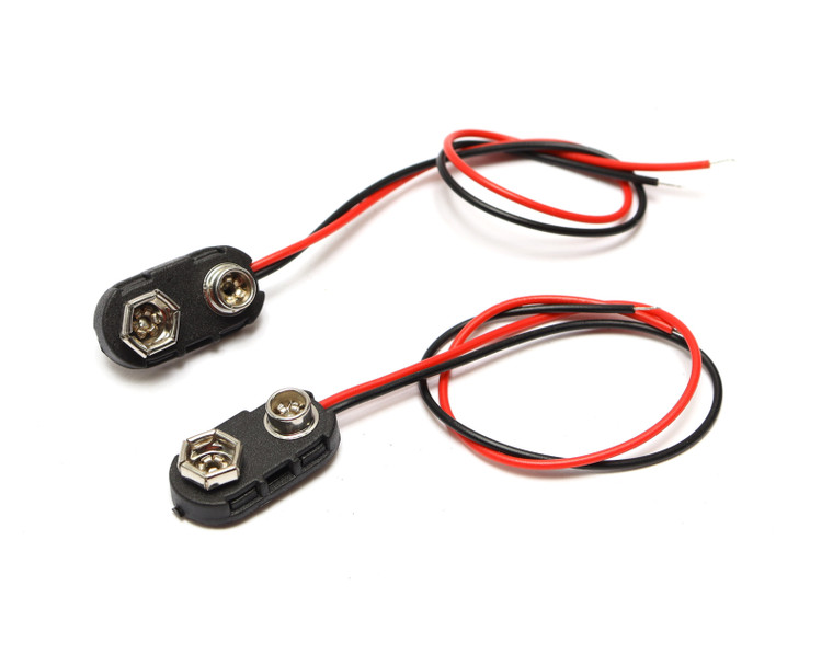 Pack of 2 - 9V Battery Snap, Inline Entry, Hard Cover