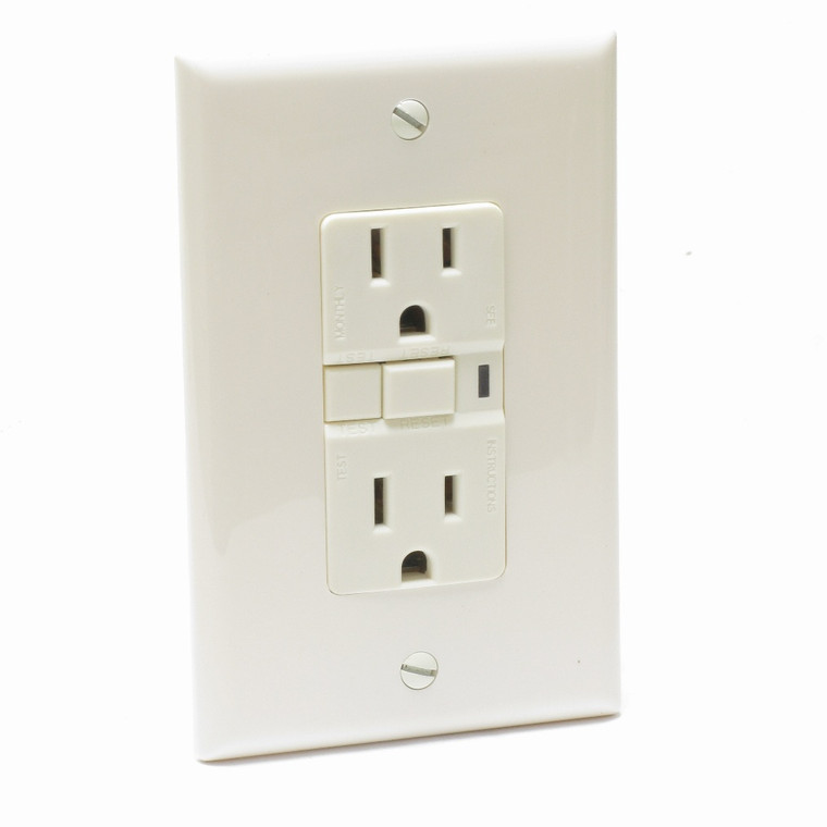 Heavy Duty GFCI Duplex Receptacle Outlet, Almond, 10 Pack