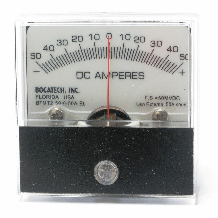 50-0-50 Amp DC Analog Panel Meter, 2 Inch