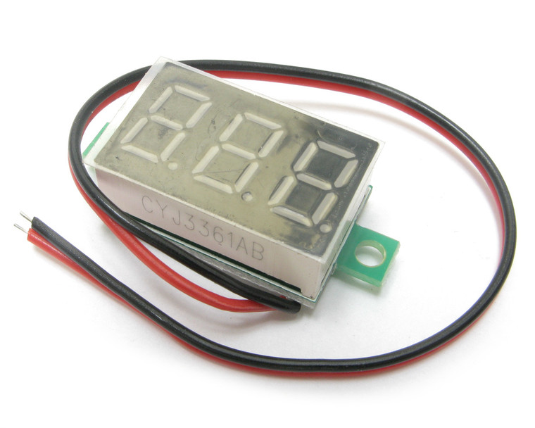 Mini 3-Digit LED 2.5-30 DC Voltmeter, Blue Display