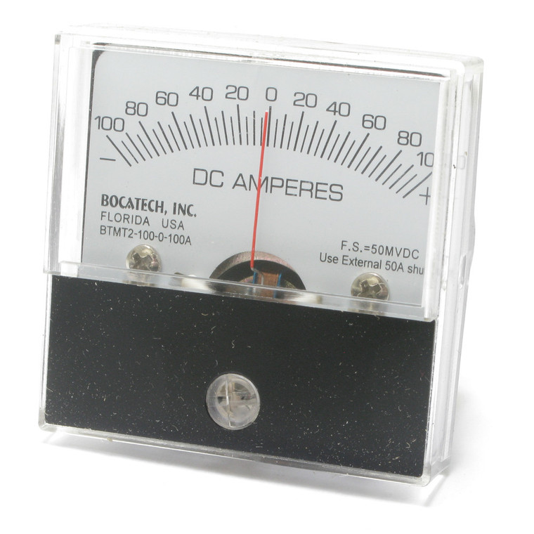 100-0-100 Amp DC Analog Panel Meter, 2 Inch