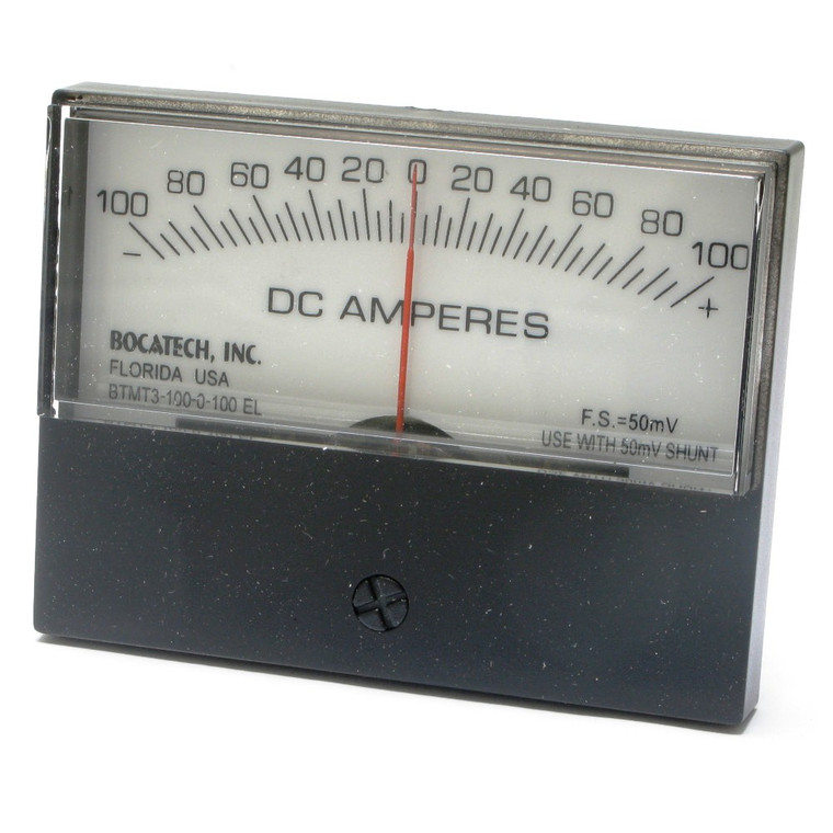 100-0-100 Amp DC Analog Panel Meter, Illuminated, 3 Inch