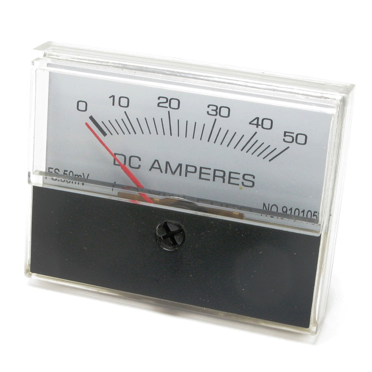 0 - 50 Amp DC Analog Panel Meter, 2.27 Inch