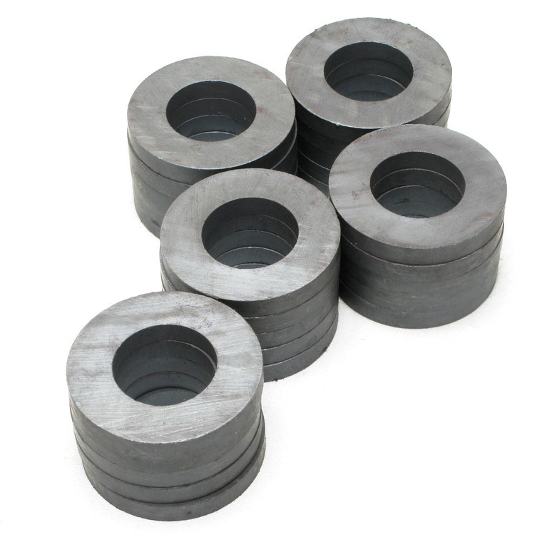 Ferrite Donut / Ring Magnet, 2-3/8" x 1-1/4" x 5/16", 25pcs