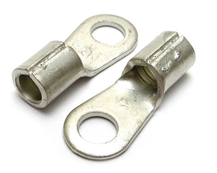4 Gauge Non-Insulated 1/4 Inch Ring Terminal, 2 Piece