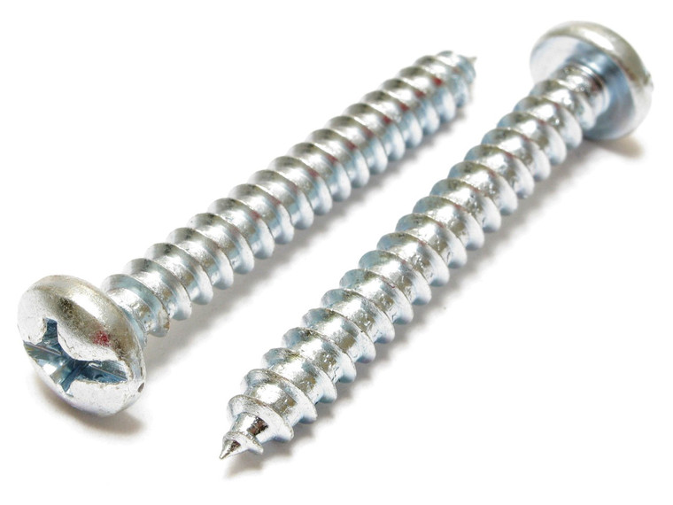 #14 x 2 Inch, Zinc-Plated Steel, Sheet Metal Screw, Pan Head, 100 Piece