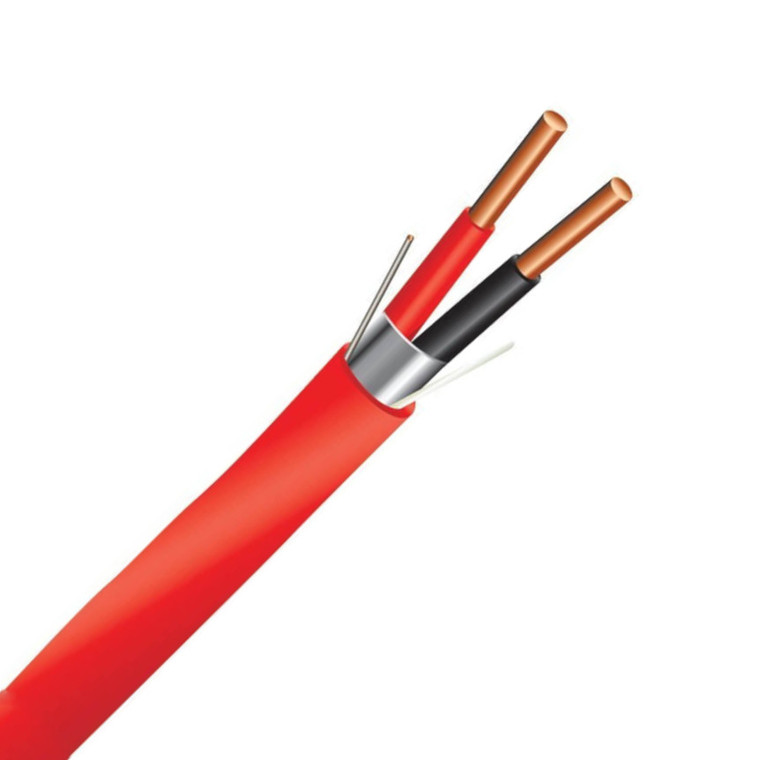 2 Conductor 14 AWG Shielded Fire Alarm Cable FPLP, 1000 Foot