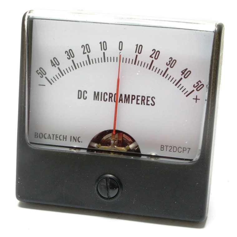 50-0-50 Microamperes DC Panaview Analog Panel Meter, 2.5 Inch