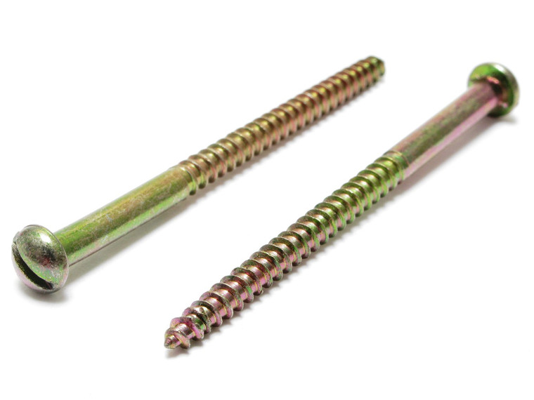 #8 x 2-1/2 Inch Slotted Round Head Steel Wood Screw (100-Pack)