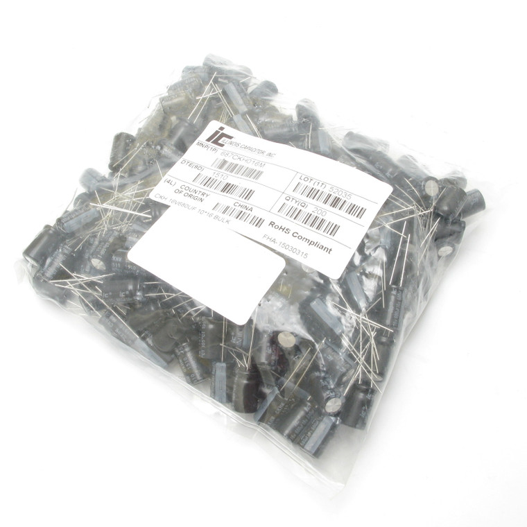 Illinois Capacitor 687CKH016M 680uF, 16V Capacitor, 200pcs Illinois Capacitor 687CKH016M 680uF, 16V Capacitor, 200pcs