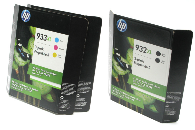 HP 932XL Black x 2 & 933XL Cyan Magenta Yellow x 2 Printer Ink Cartridges