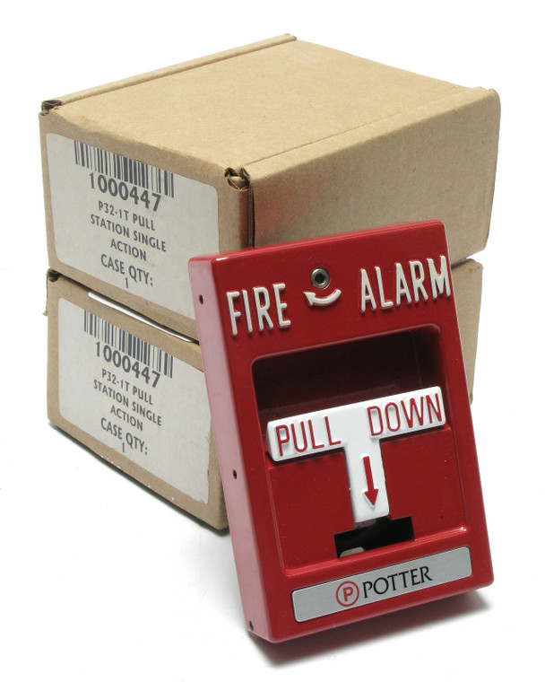 Potter Electric P32-1T, Single Action Fire Alarm Pull Station, SPST, 2pc Lot