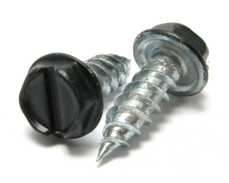 #7 x 1/2 Inch Slotted Hex Head Sheet Metal Screw, Black Oxide, 1000pcs